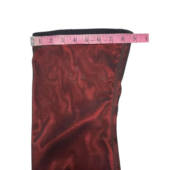 Red Satin Thigh-High Platform Boots By Current Mood Womens Size 9M Side Zipper - Picture 11 of 16